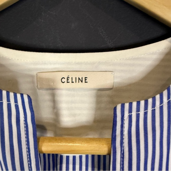 Celine Blue and White Striped Midi Dress - Picture 6 of 16
